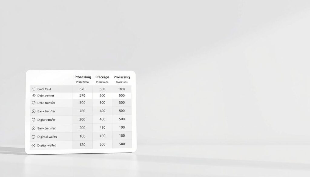 processing times payment methods comparison